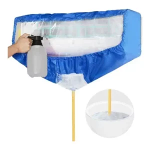 Air conditioner cleaning cover with support plate for wall mounted AC units