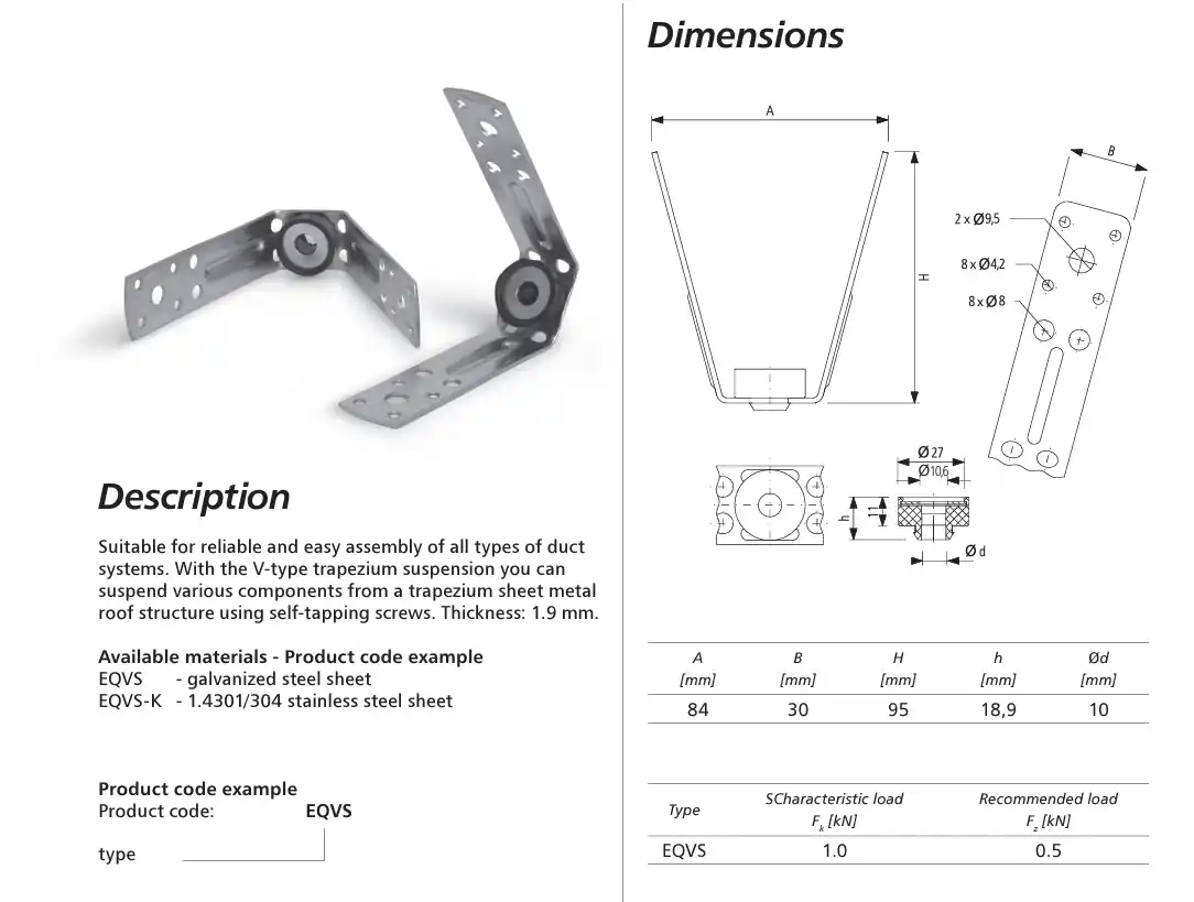 V-Type Rectangular Bracket Duct Suspension 10 Pack Air Conditioning Ventilation - Image 3