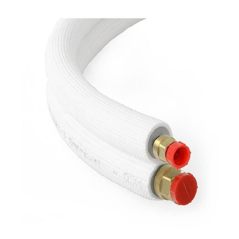 1/4″ + 3/8″ – 10M DUO-SPLIT Pre-Insulated Copper Line Set with Flared Ends & Nuts – Ready-to-Fit R32 R410A HVAC Kit - Image 2